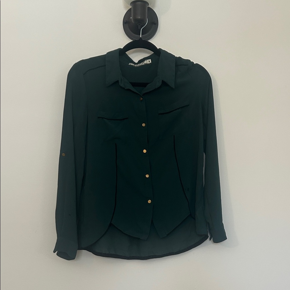 Chloe K Dark Green Button Down Shirt